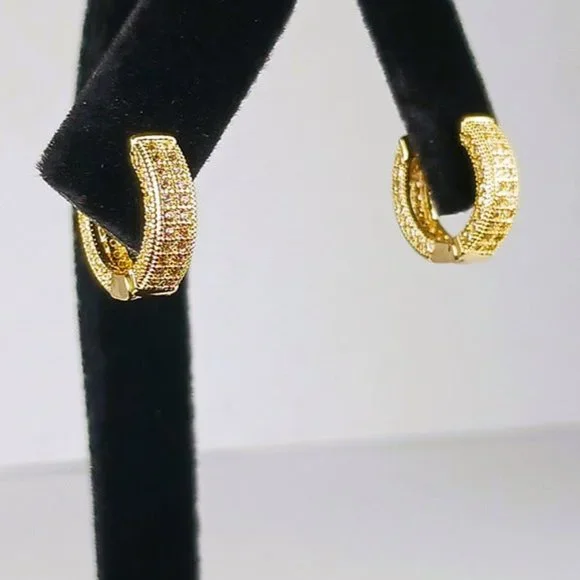 14K Gold 2ct Diamond Womens Small Hoop Earrings Ladies 14 K Silver Hoops Jewelry - Picture 8 of 8